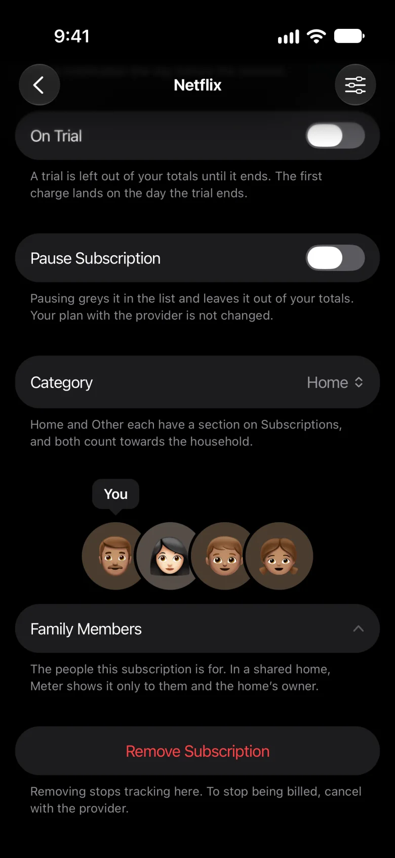 Netflix in Meter, for you, Maya, Leo and Ava: their faces over Family Members